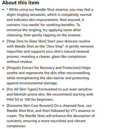 VT COSMETICS CICA Reedle Shot 100, Spicule Microneedling Serum