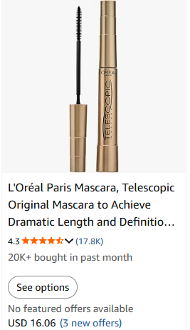 L'Oréal Paris Mascara, Telescopic Original Mascara