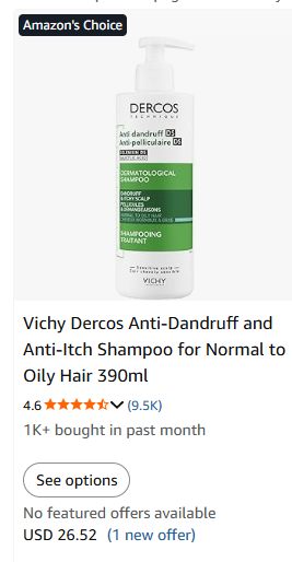 Vichy Dercos Anti-Dandruff Advanced Action Shampoo