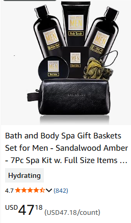 Bath and Body Spa Gift Baskets Set for Men